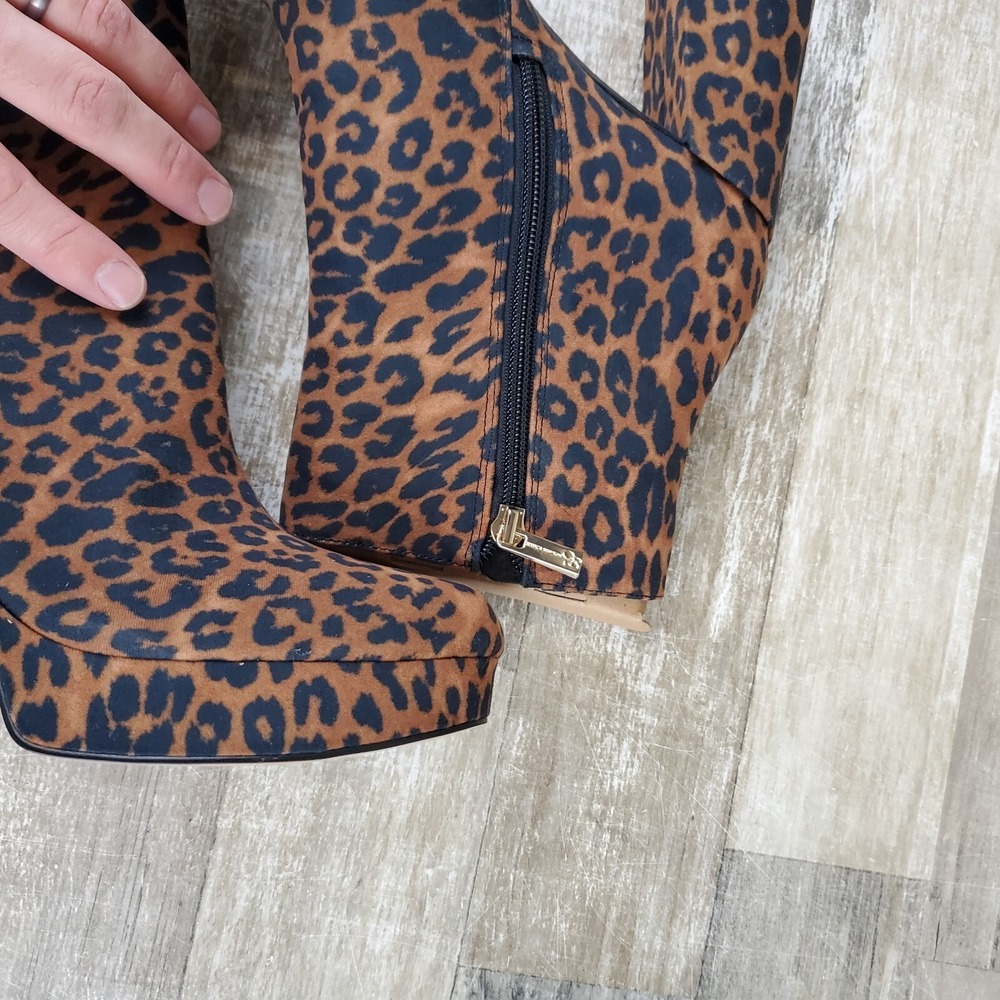 Jessica Simpson Rexura Booties Womens Sz 8.5 M Natural Safari Leopard Leather - Picture 4 of 12